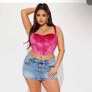 Fashion Nova Lolita Velvet Corset Top - Fuchsia